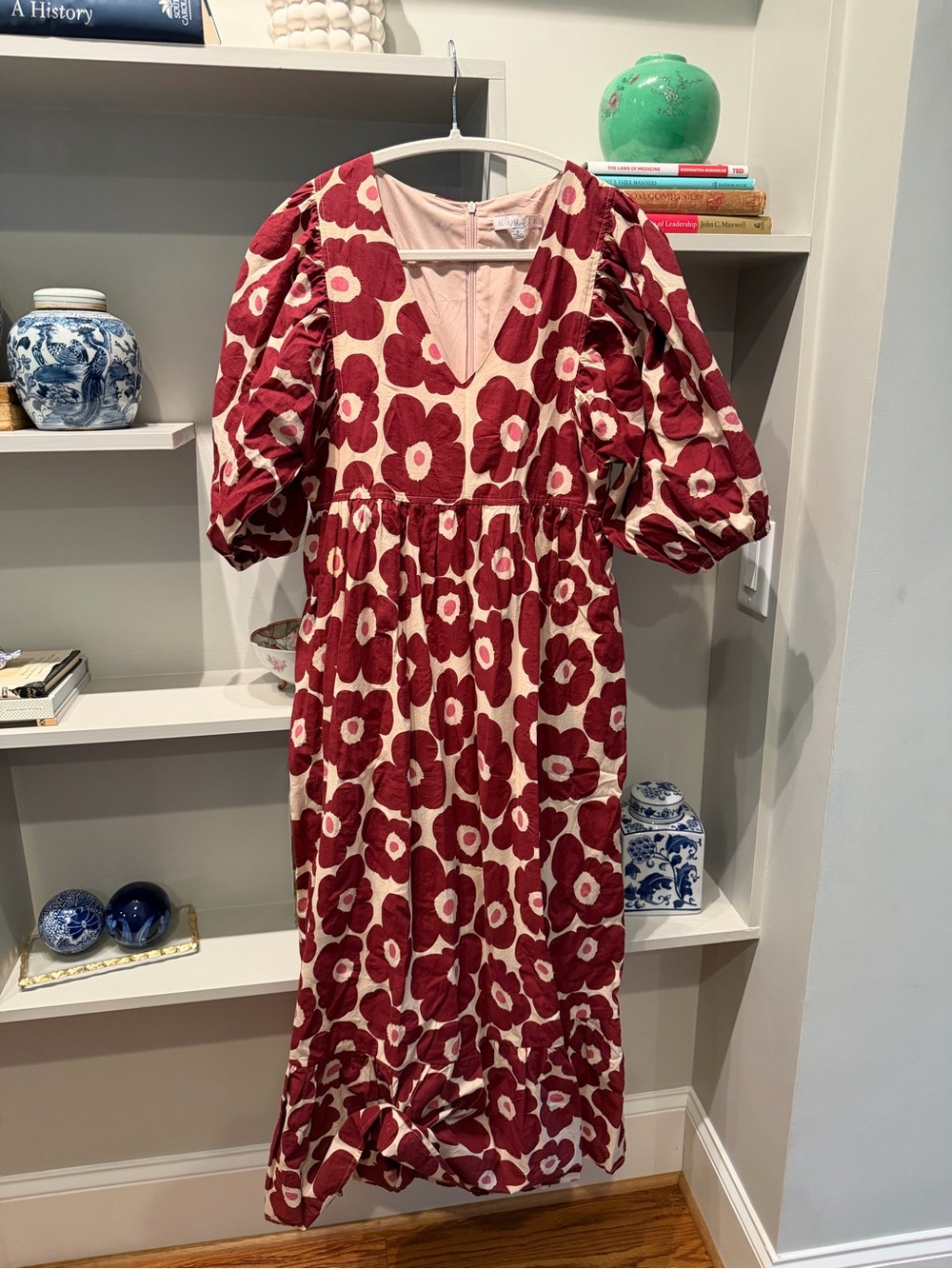 Karlie Burgundy and Cream Floral Maxi Dress